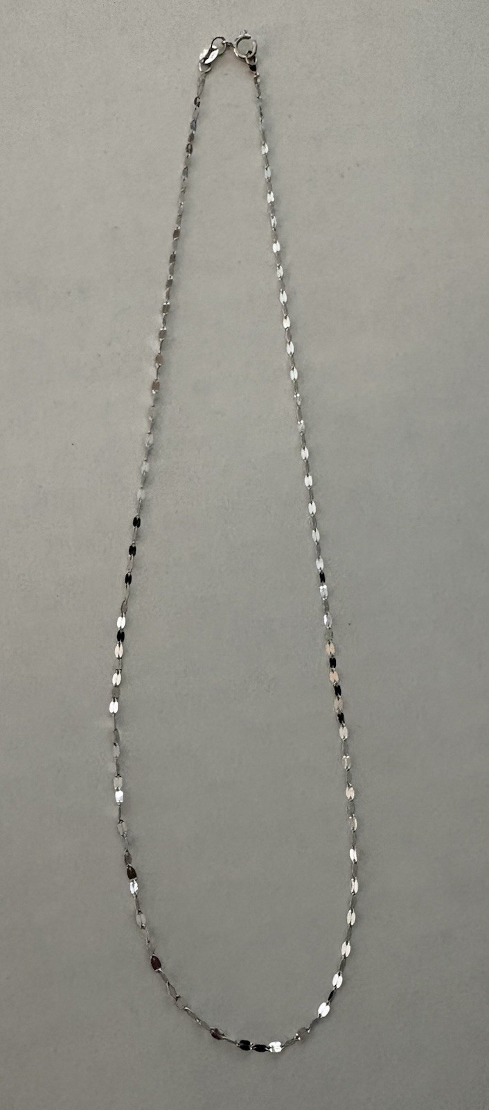 14K Solid WG White Gold Mirror Link Chain Necklace Choker 16″ Sparkle