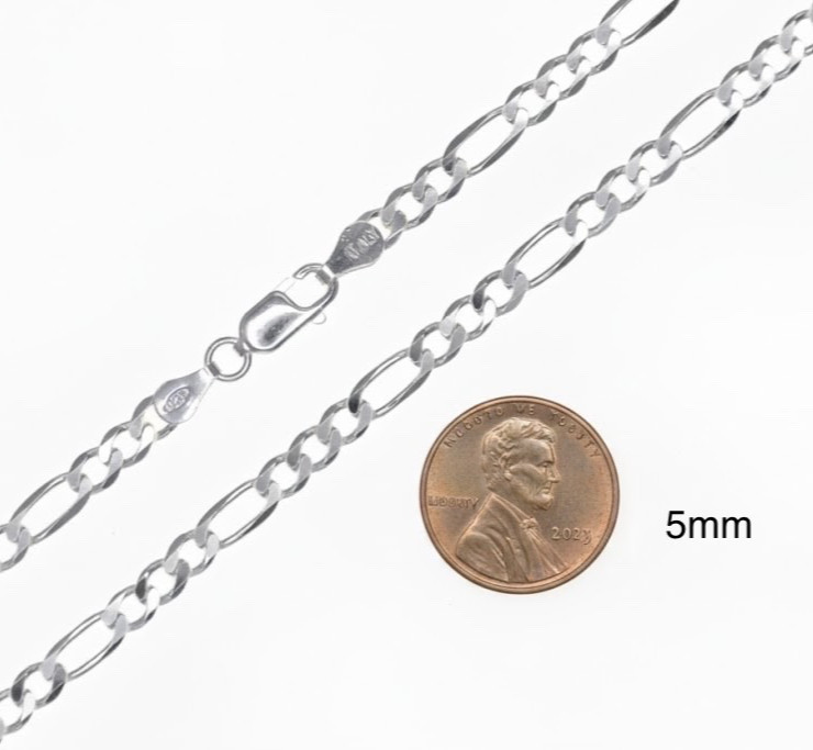 Italian Solid 925 Sterling Silver Figaro Chain Necklace STAMPED 925 Mens Womens