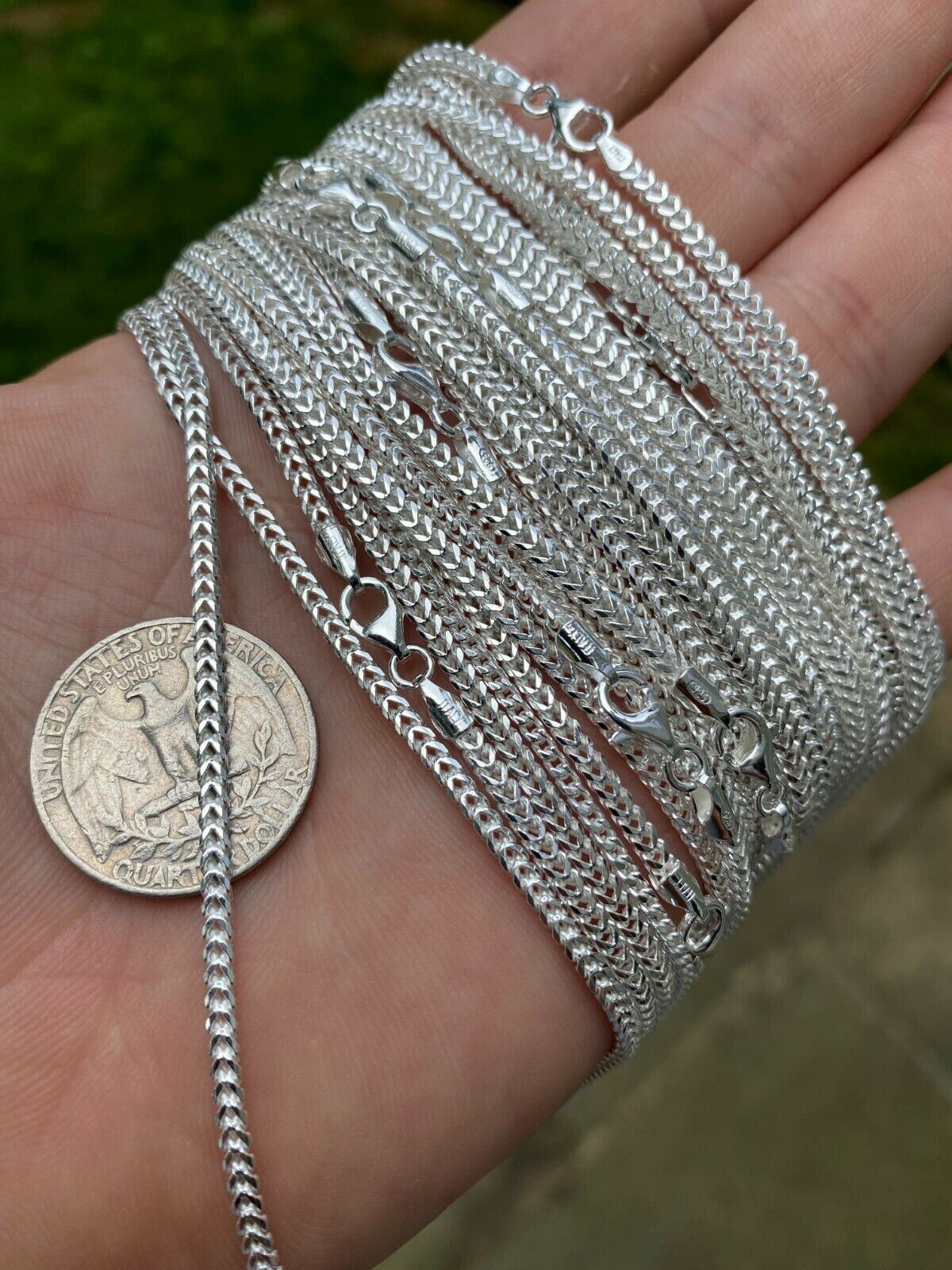 Solid 925 Sterling Silver Franco Chain Necklace 2mm WHOLESALE LOT Reseller 10pc