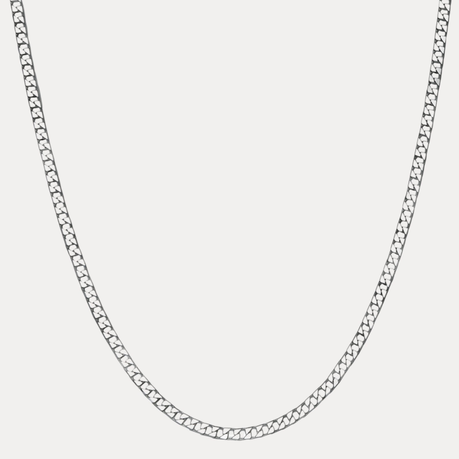 4mm Square Curb Chain Necklace – Real Solid 925 Sterling Silver MADE IN ITALY