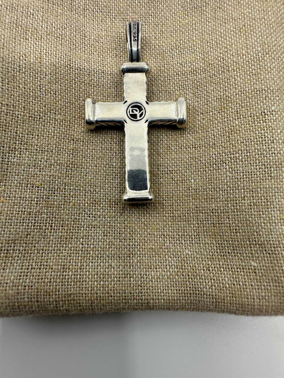 925 Silver David Yurman Chevron Cross with Diamonds