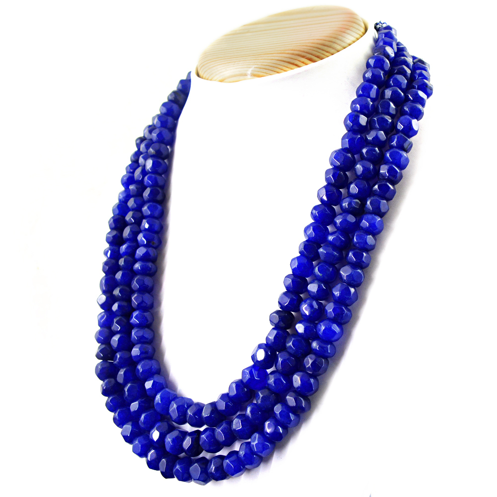 Faceted 901.50 Cts Earth Mined ENHANCED Sapphire Round Beads Necklace (RS)