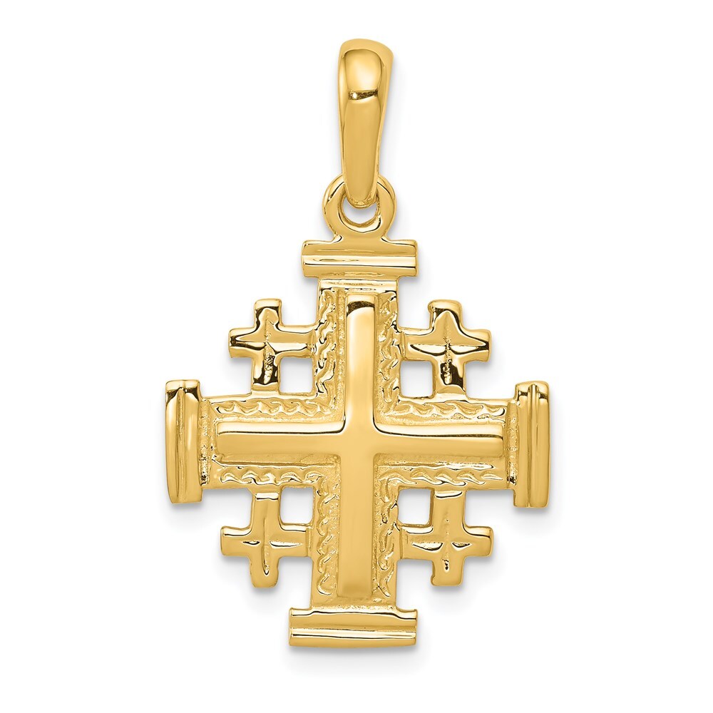 Real 14kt Yellow Gold Jerusalem Cross Pendant