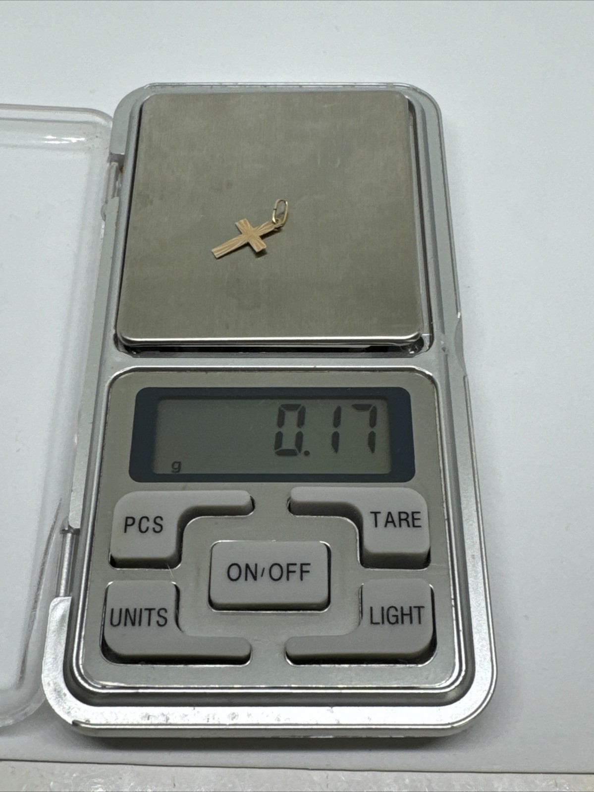 BEAUTIFUL 14k YELLOW GOLD DESIGNED CROSS PENDANT CHARM 14kt 585 CHRISTIAN 0.17g