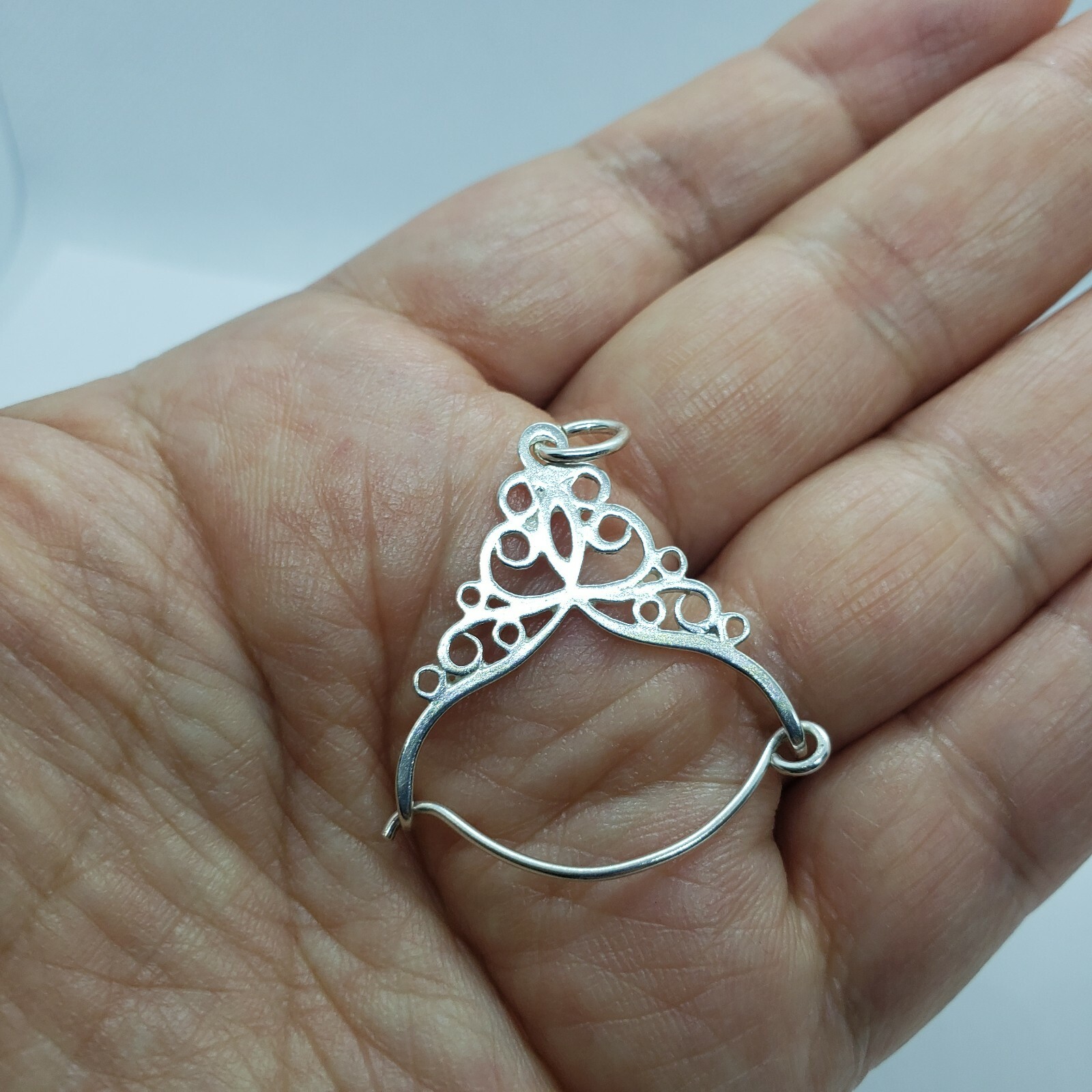 925 Solid Sterling Silver Large Charm Holder Pendant 1 1/2 inch Tall Made in USA