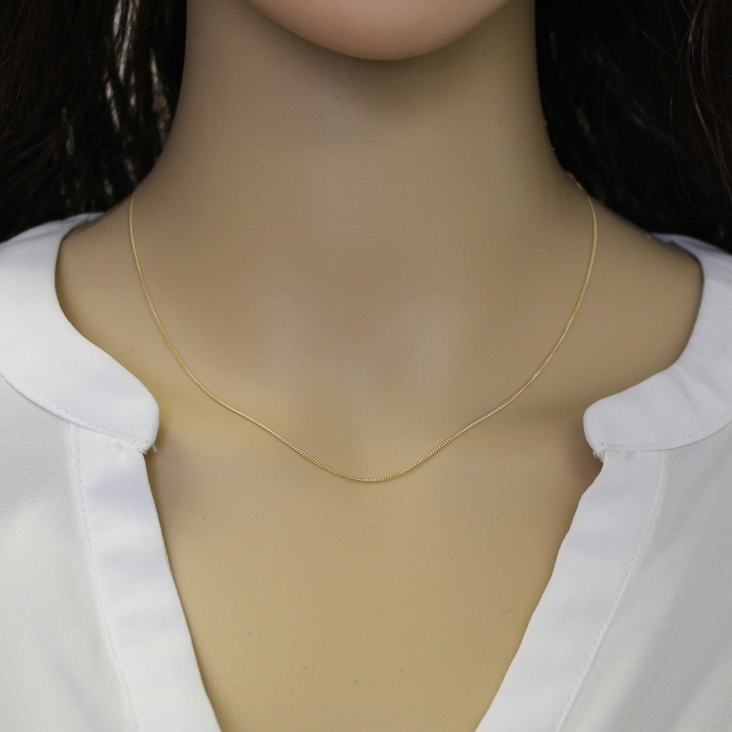 Gold Plated Sterling Silver 1mm Curb Long Necklace Chain 16-36 inch