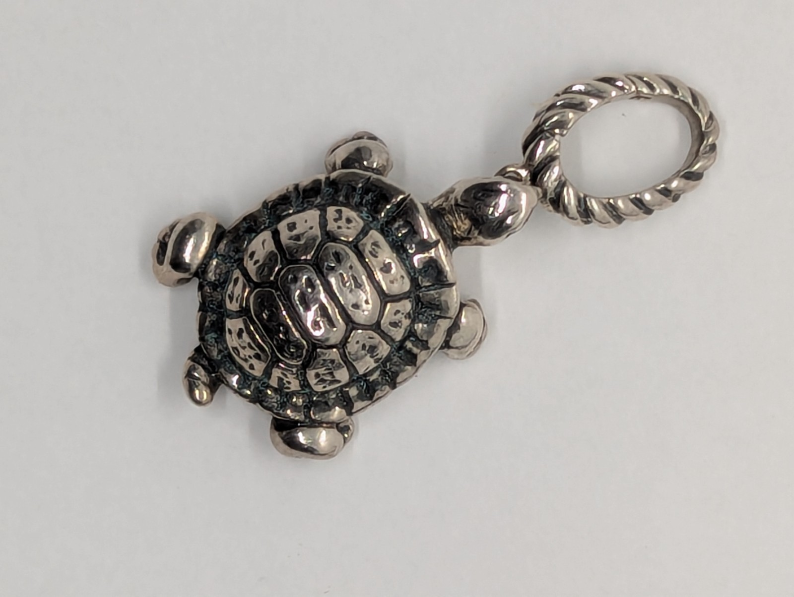 David Yurman Sterling Cable Turtle Enhancer Pendant Charm Retired