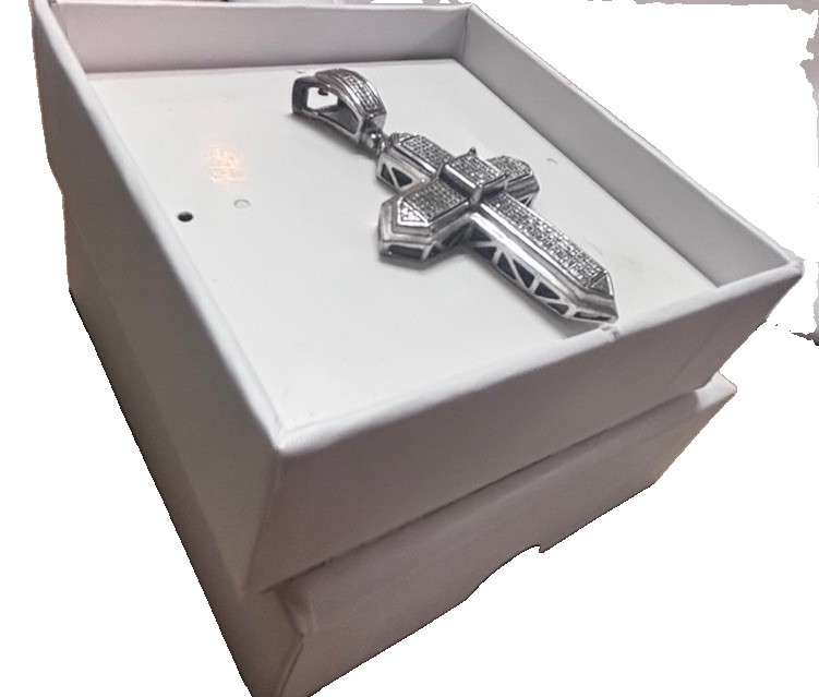 Zales 1/5 CTW Diamond Cross Pendant Sterling Silver 925 Box & Receipt NEW