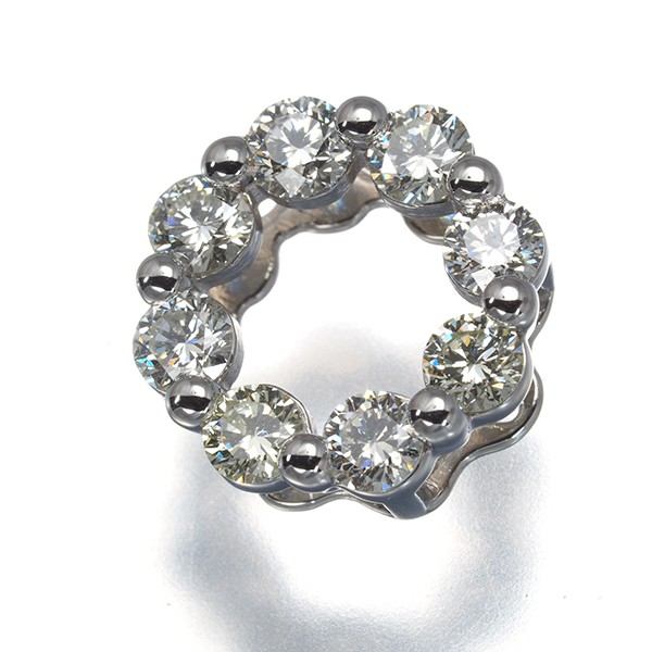 Auth GSTV Pendant Clear&Yellow Diamond 0.80ct Circle 950 Platinum