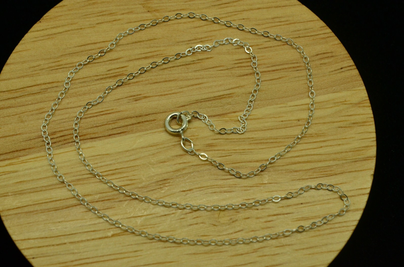 16″ 925 STERLING SILVER THIN SPARKLING ROLO CHAIN SPRING RING CLASP NECKLACE