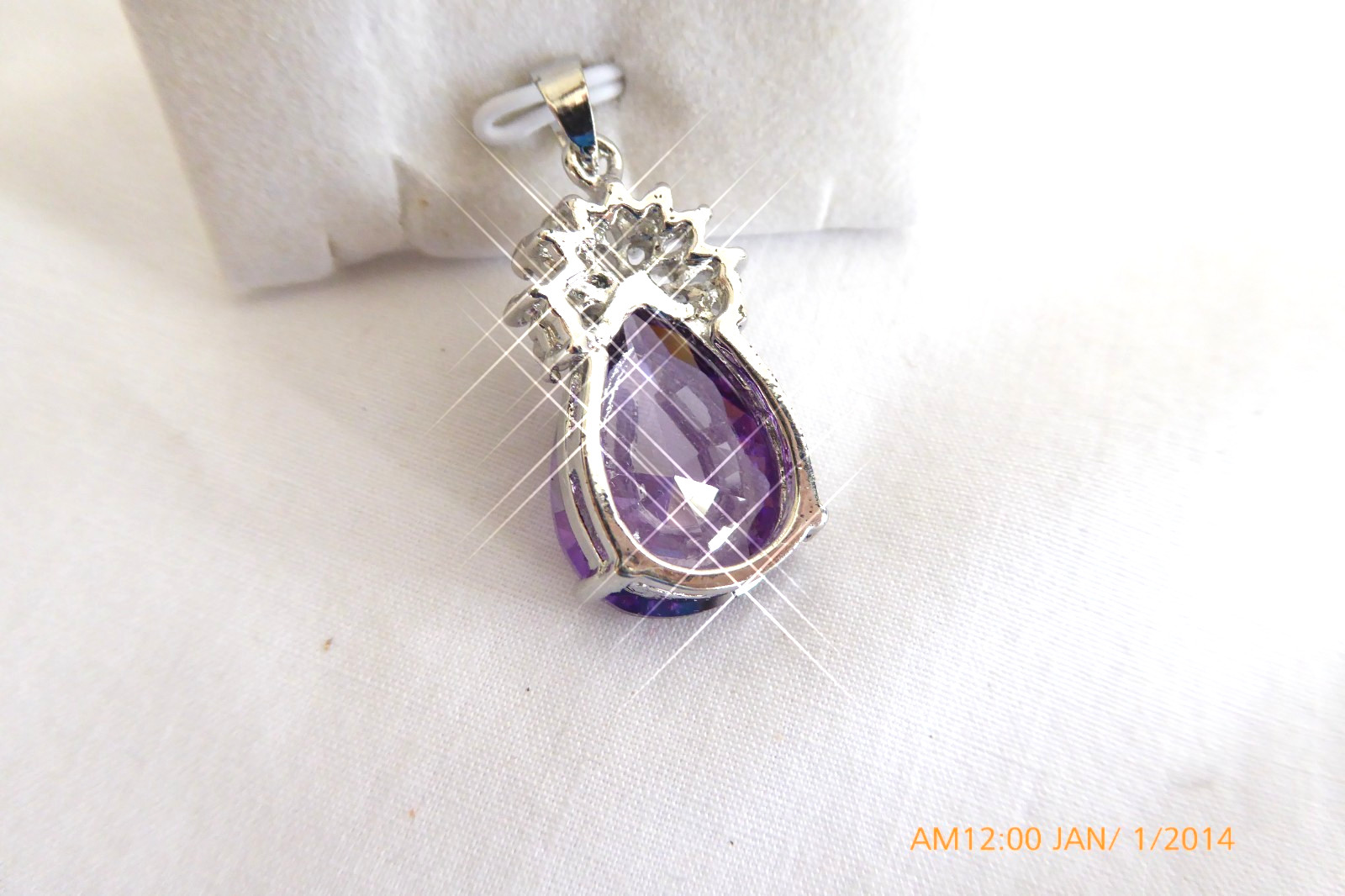 STERLING SILVER AMETHYST TEARDROP PENDANT