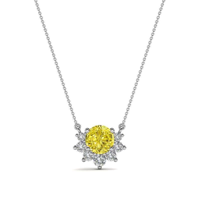 Round Yellow & White Diamond Half Halo Pendant 1/2 ctw 14K Gold JP:265023