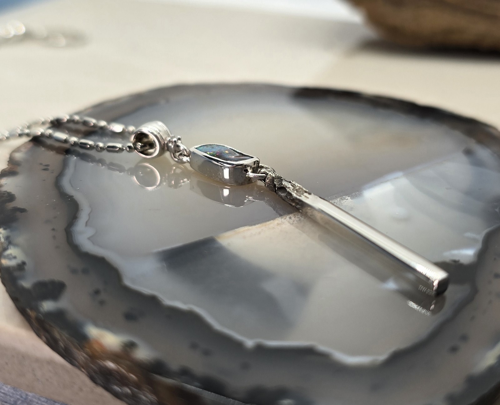 Australian Made Memento Mori Burnt Match Opal Pendant Handcrafted One Off A Kind
