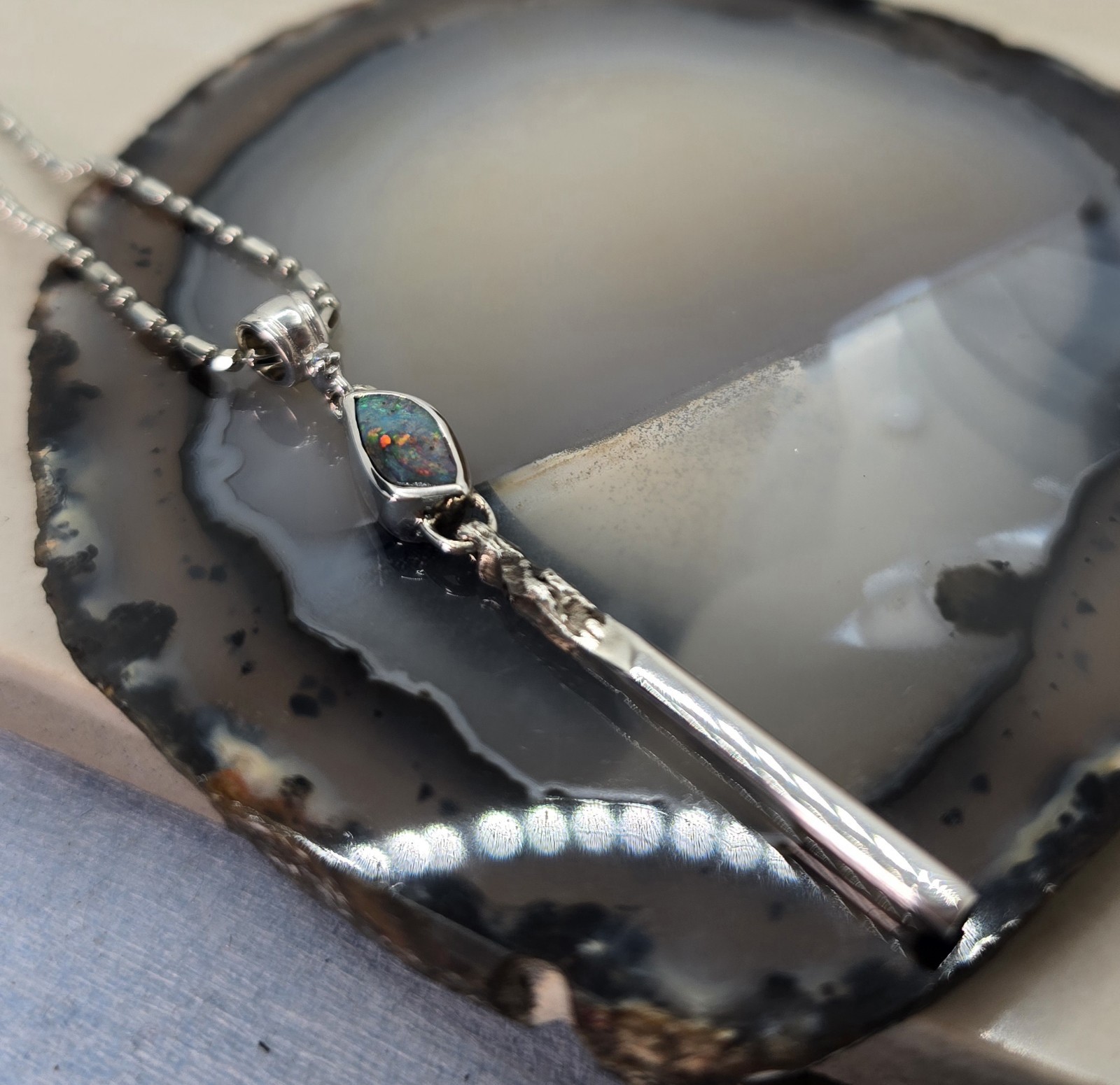 Australian Made Memento Mori Burnt Match Opal Pendant Handcrafted One Off A Kind