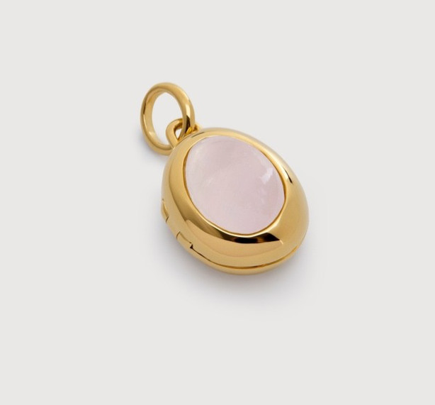 MONICA VINADER 💎 Locket 18k Gold & Rose Quartz RRP £99 Pendant