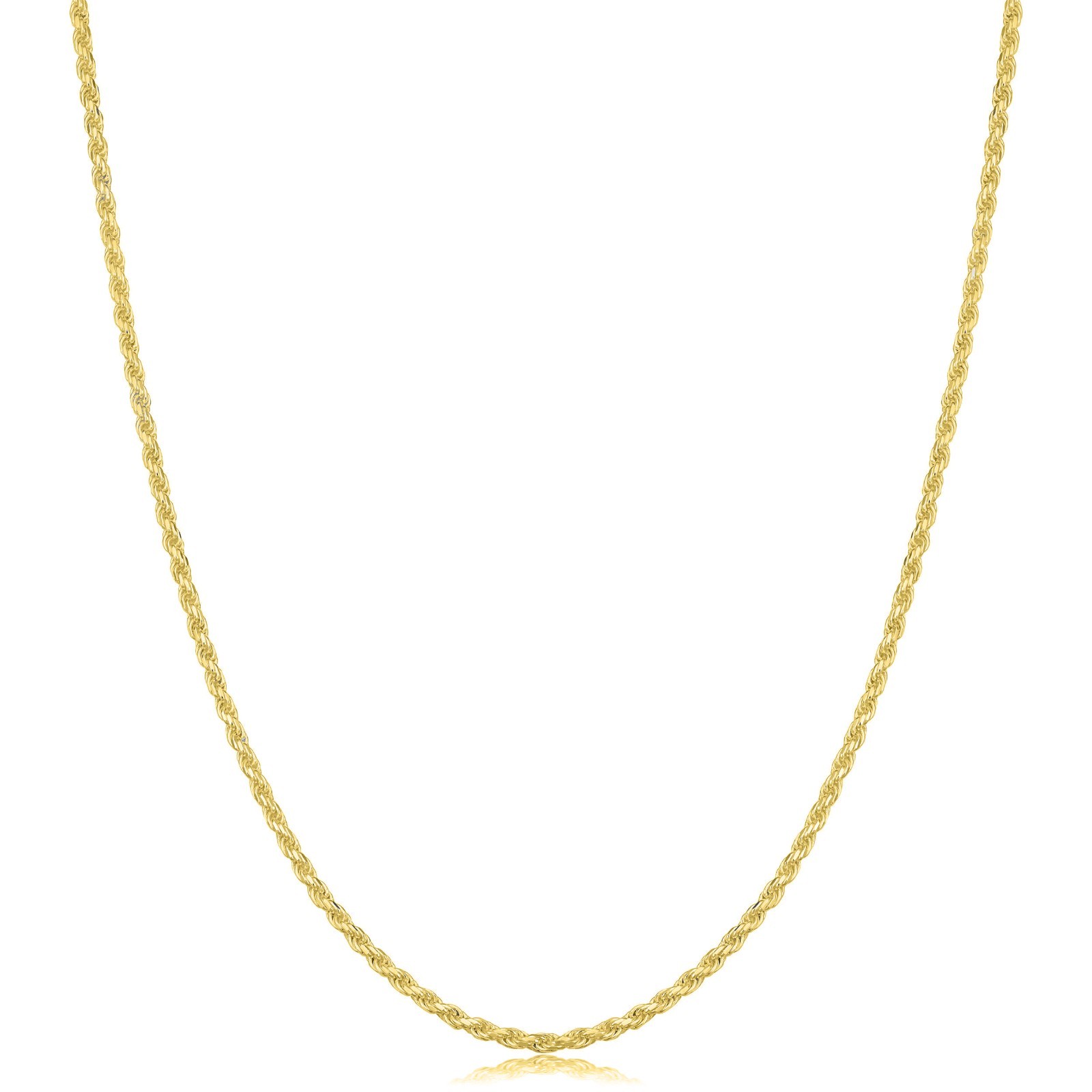 1.5MM Solid 925 Sterling Silver Gold DIAMOND CUT ROPE CHAIN Necklace Italy
