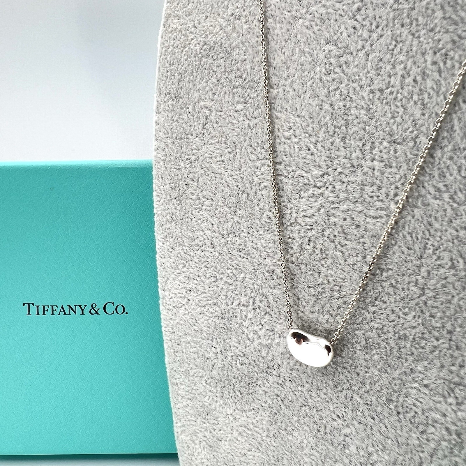 Tiffany & Co. Elsa Peretti Bean Pendant Necklace Sterling Silver 925 w/ Box