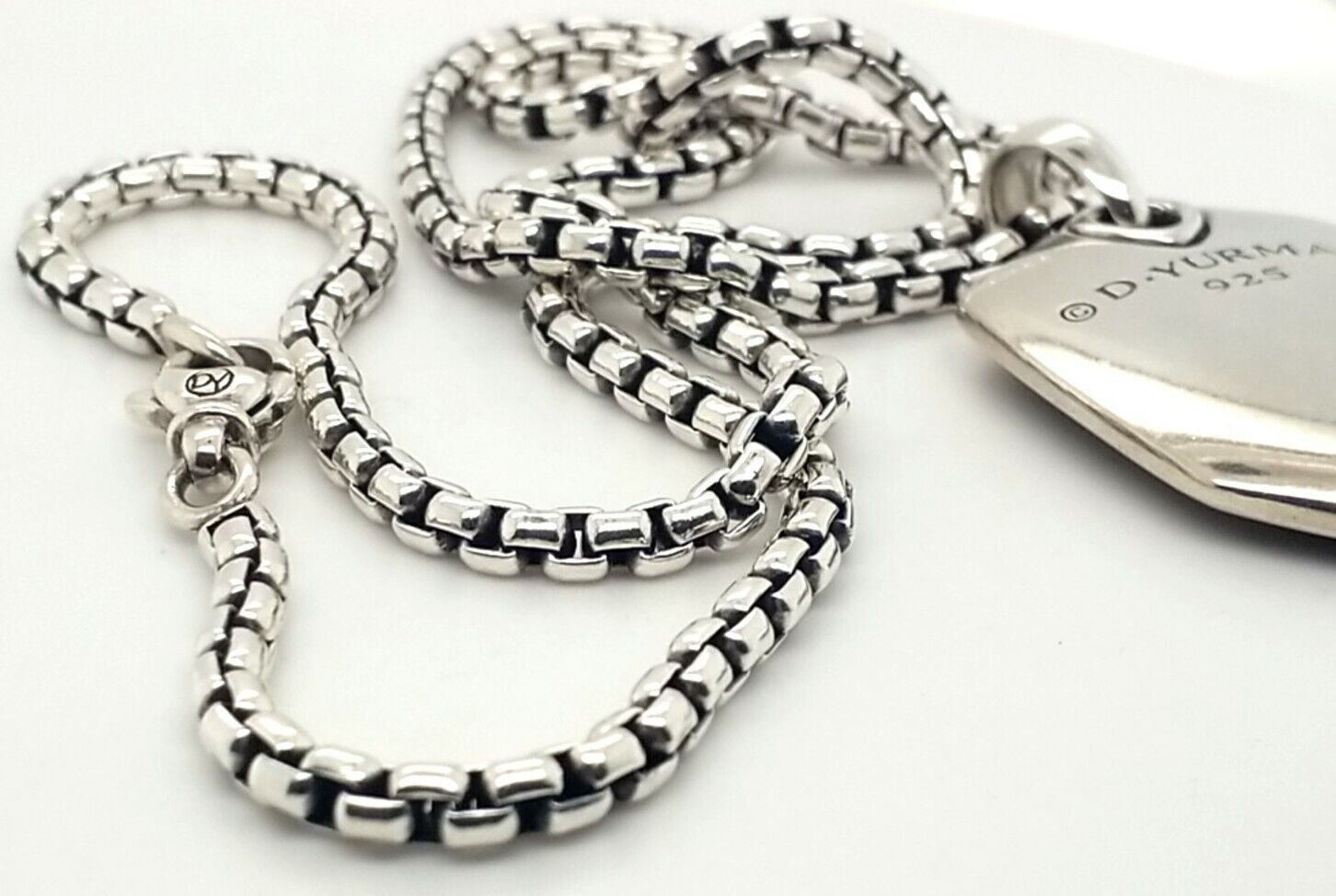 22″ David Yurman 925 Silver Neckace with Carved Tigers Eye Chevron Pendant