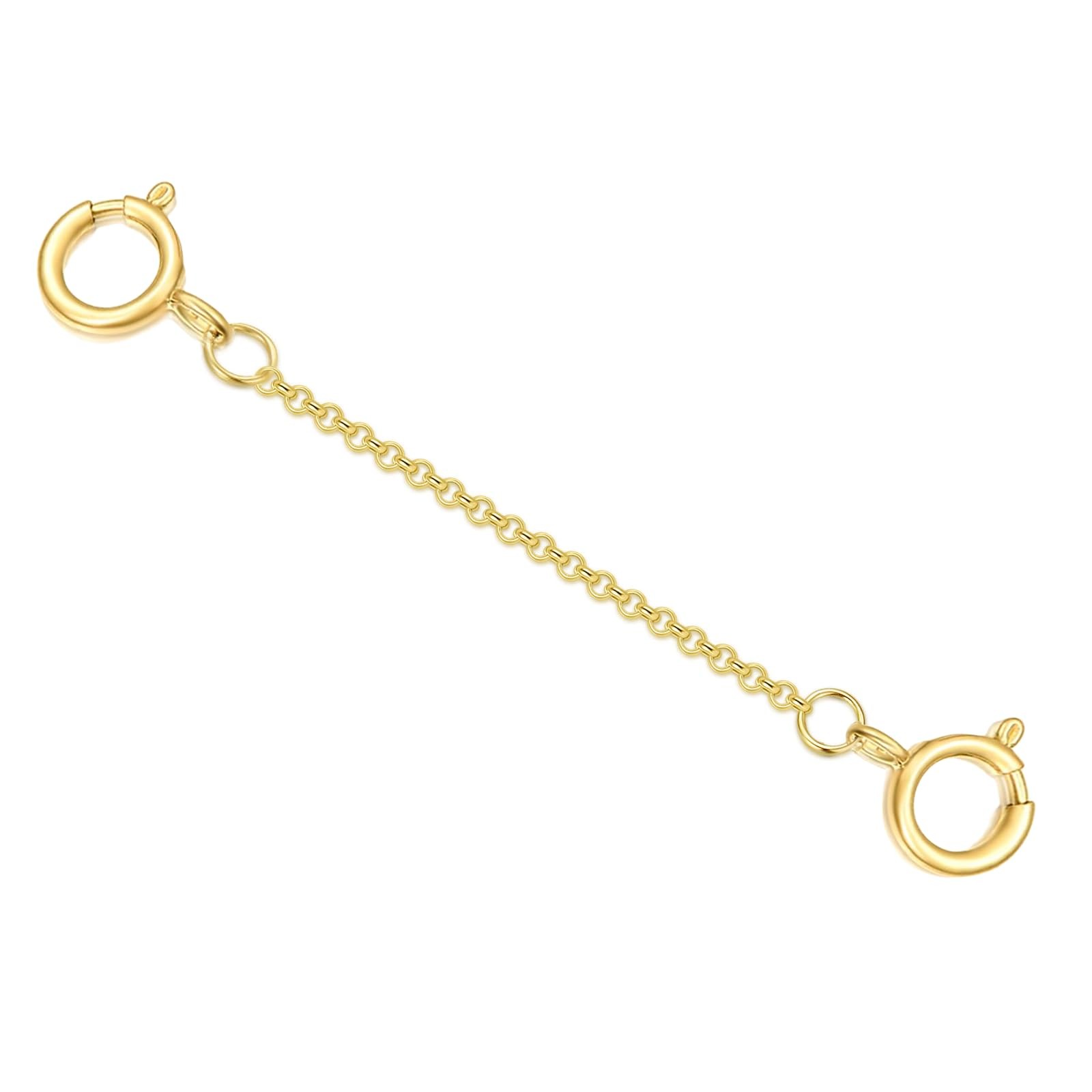 1″/2″/3″/4″/5″ Necklace Extender Chain with Double Spring Clasp 14K Yellow Go…