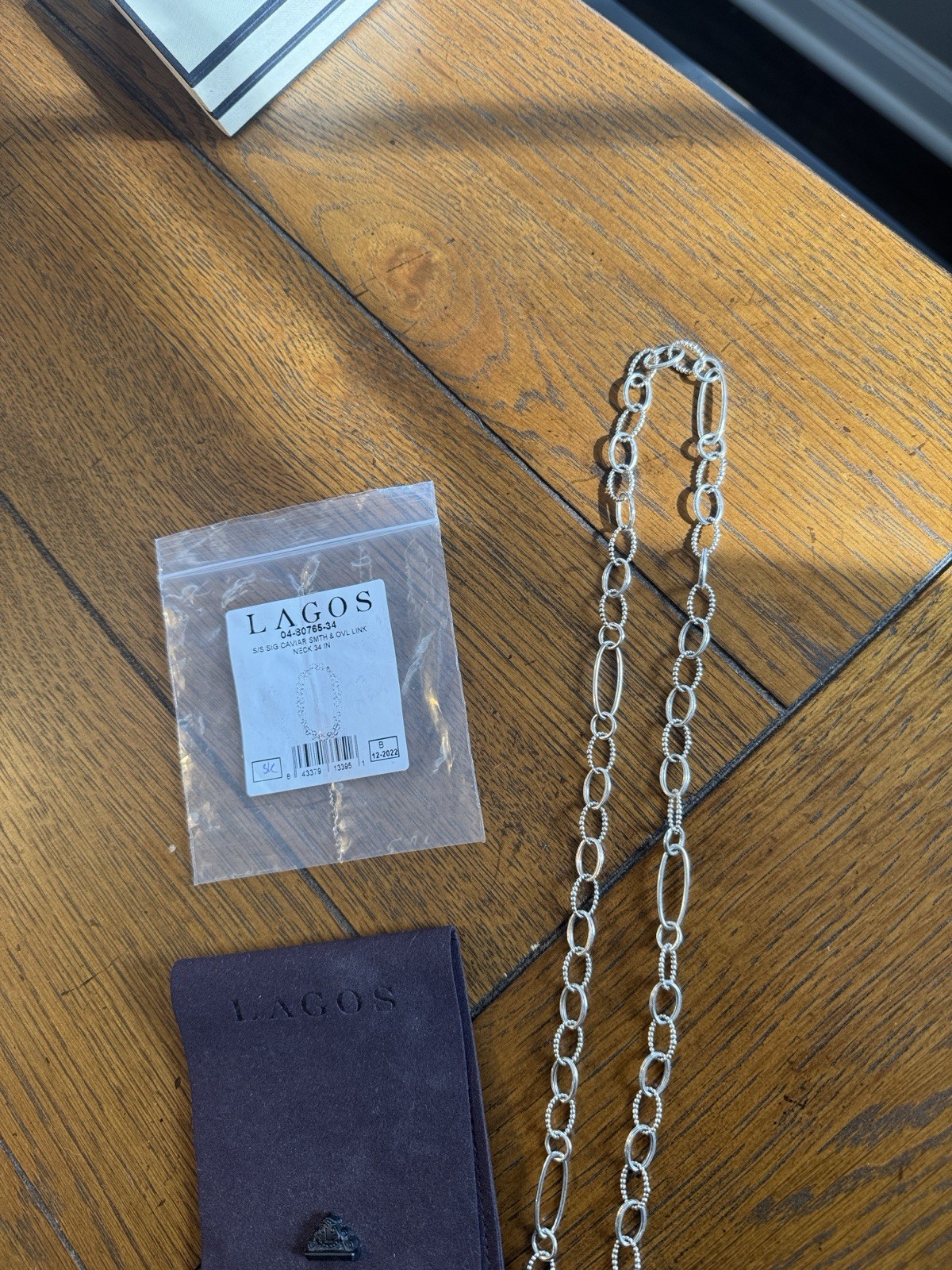 LAGOS SILVER SIGNATURE CAVIAR OVAL LINK CHAIN 34” NECKLACE