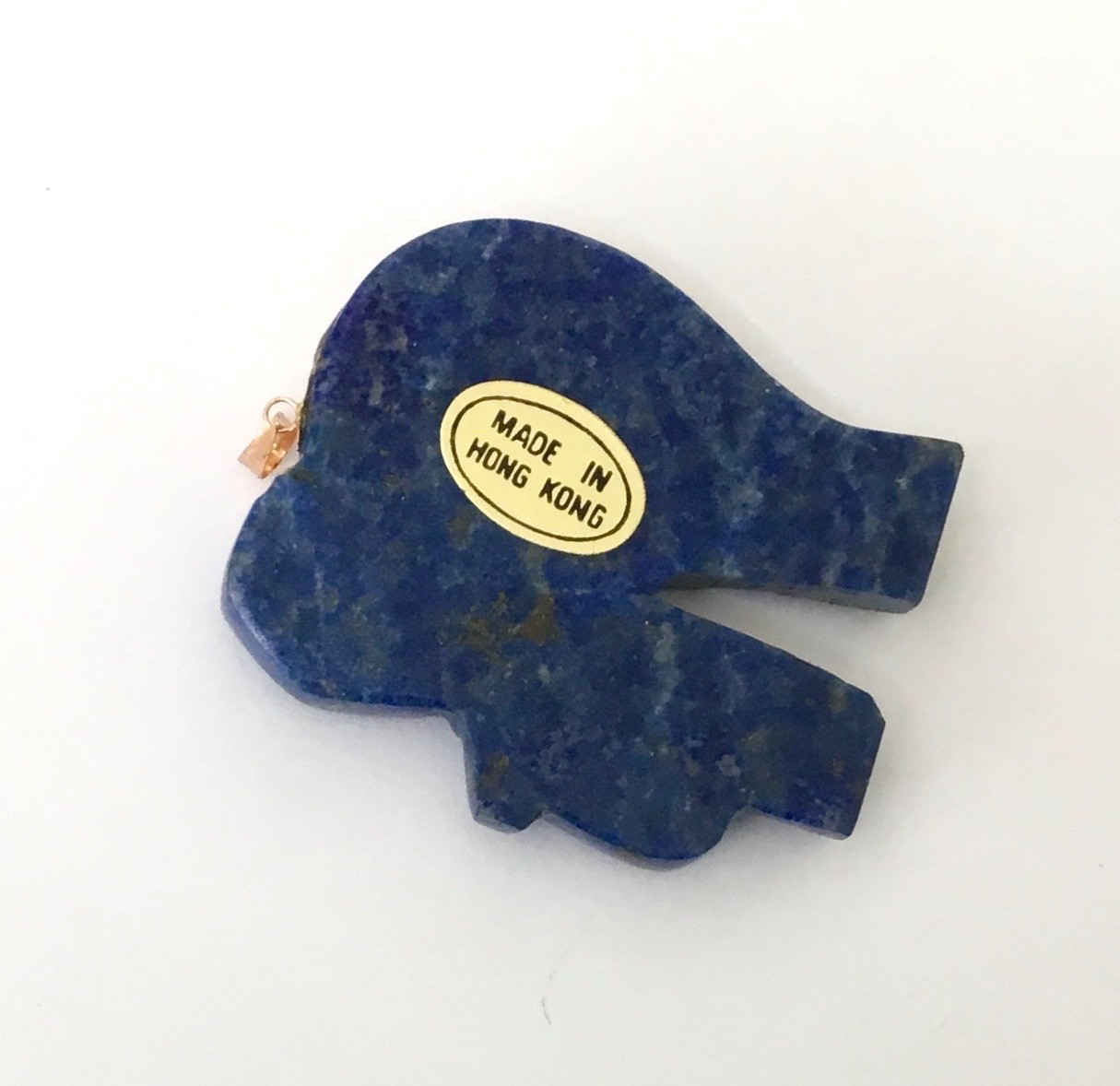 Amazing Extra Large Blue Lapis Elephant With Solid 14K Gold pendant NEW