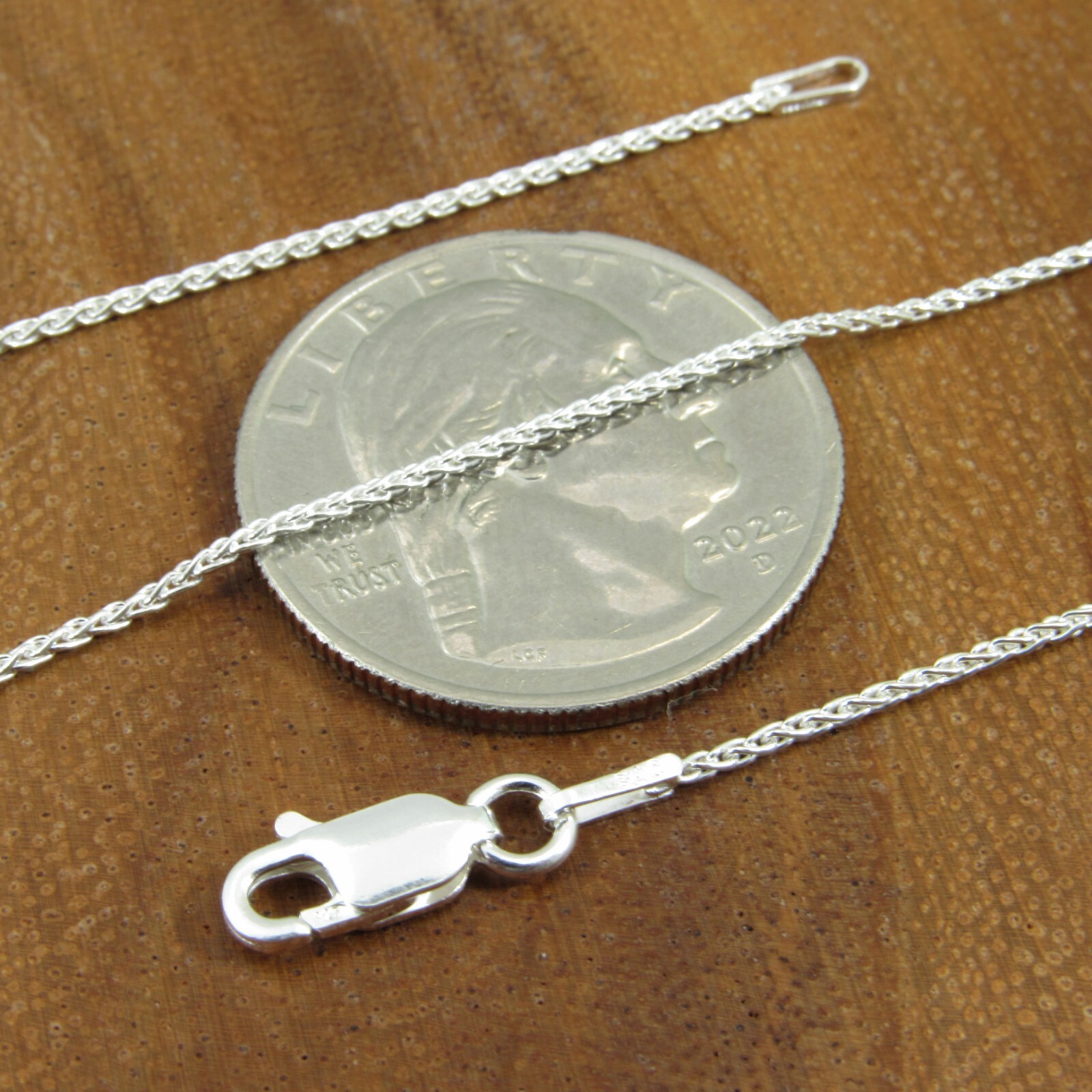 1.1MM Solid 925 Sterling Silver Italian SPIGA / WHEAT Chain Women’s Necklace
