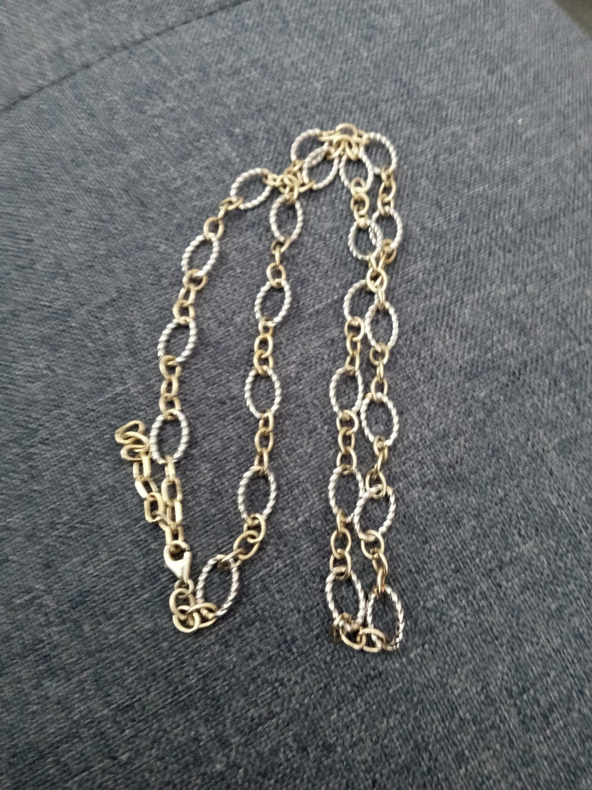 gold and silver Link Necklace Marked 681 And 925 22″