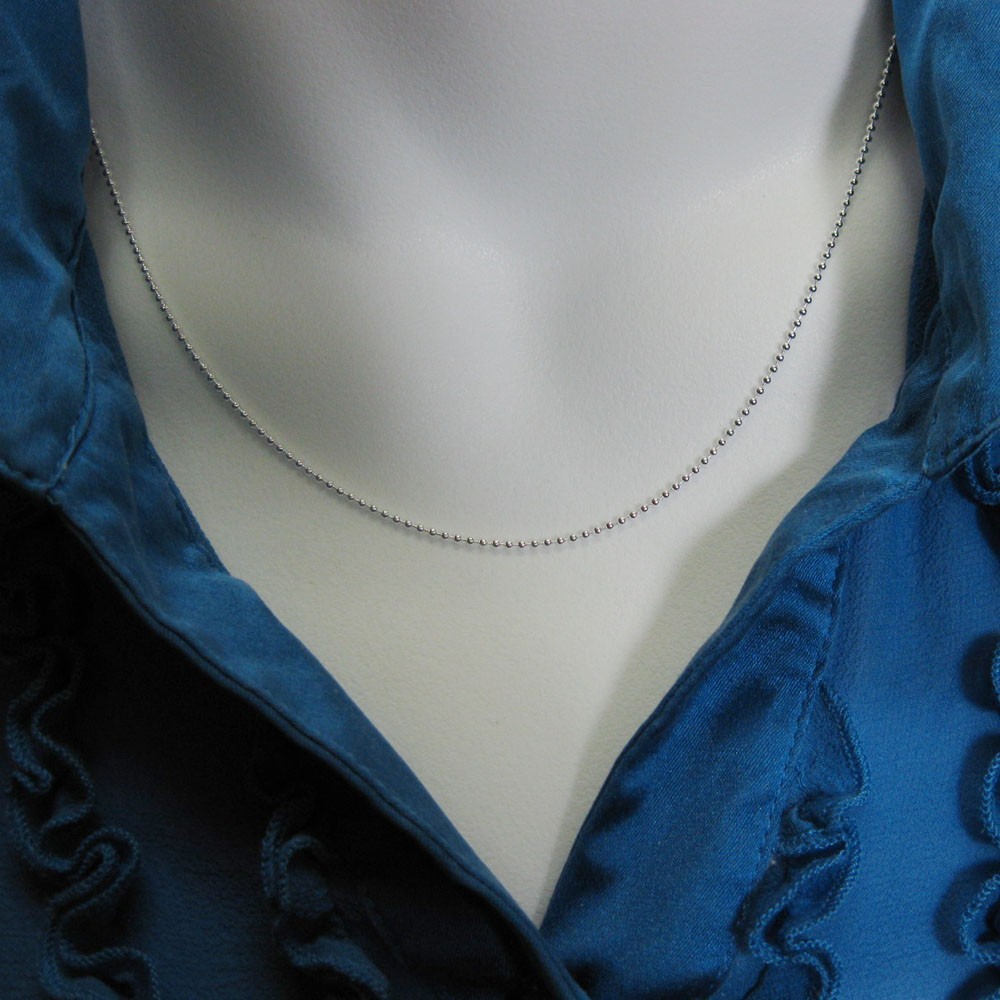 Sterling Silver Necklace-Tiny Ball Chain (All Sizes) Ball Necklace-Made in Italy