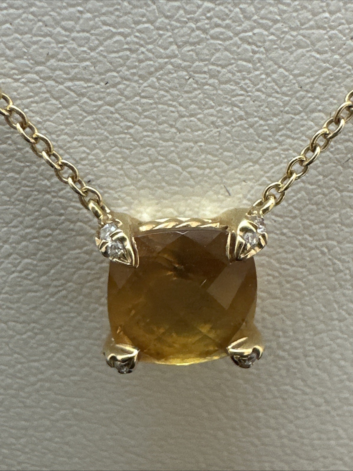 David Yurman Petite Chatelaine 18K Gold Citrine & Diamond Pendant Necklace