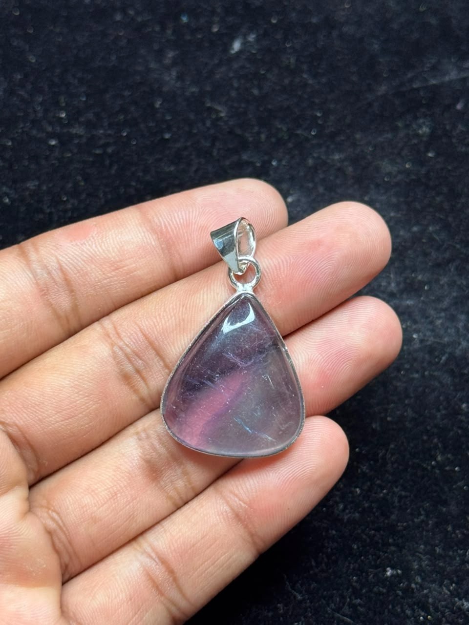 Natural Fluorite 925 Sterling Silver Pendant Handmade Jewelry