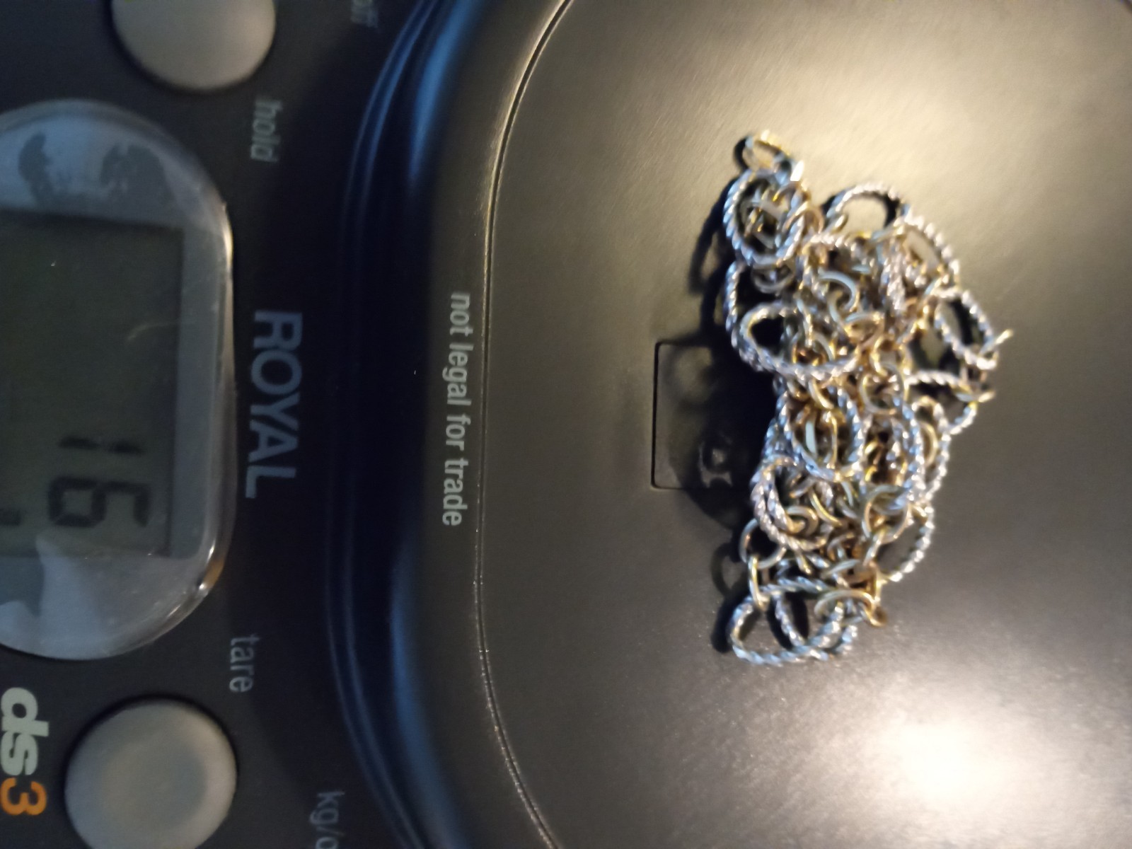 gold and silver Link Necklace Marked 681 And 925 22″