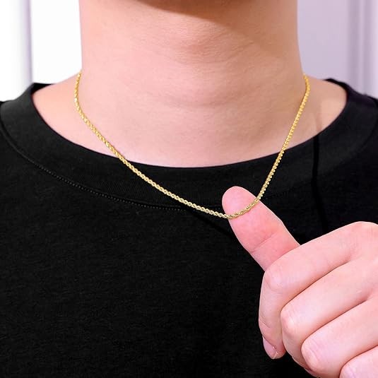 4MM Solid 925 Sterling Silver Gold DIAMOND CUT ROPE CHAIN Necklace Italy