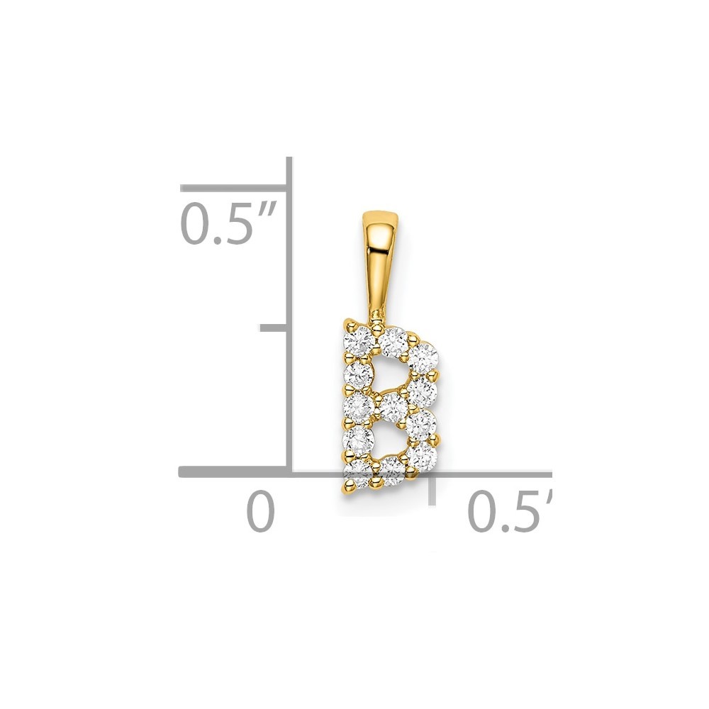 14k Yellow Gold Round Cut Lab Grown Diamond VS/SI+ G+ Letter B Intitial Pendant