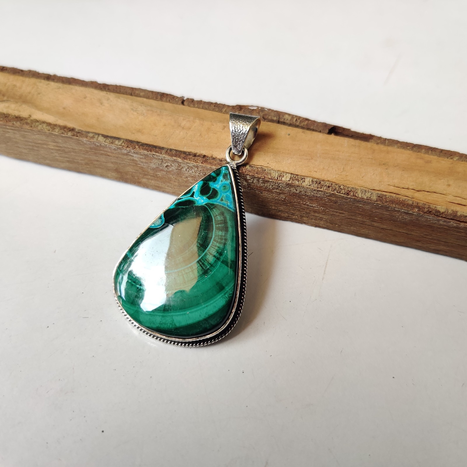 Azurite Malachite Gemstone Pendant 925 Sterling Silver Wedding Gift Item BT900