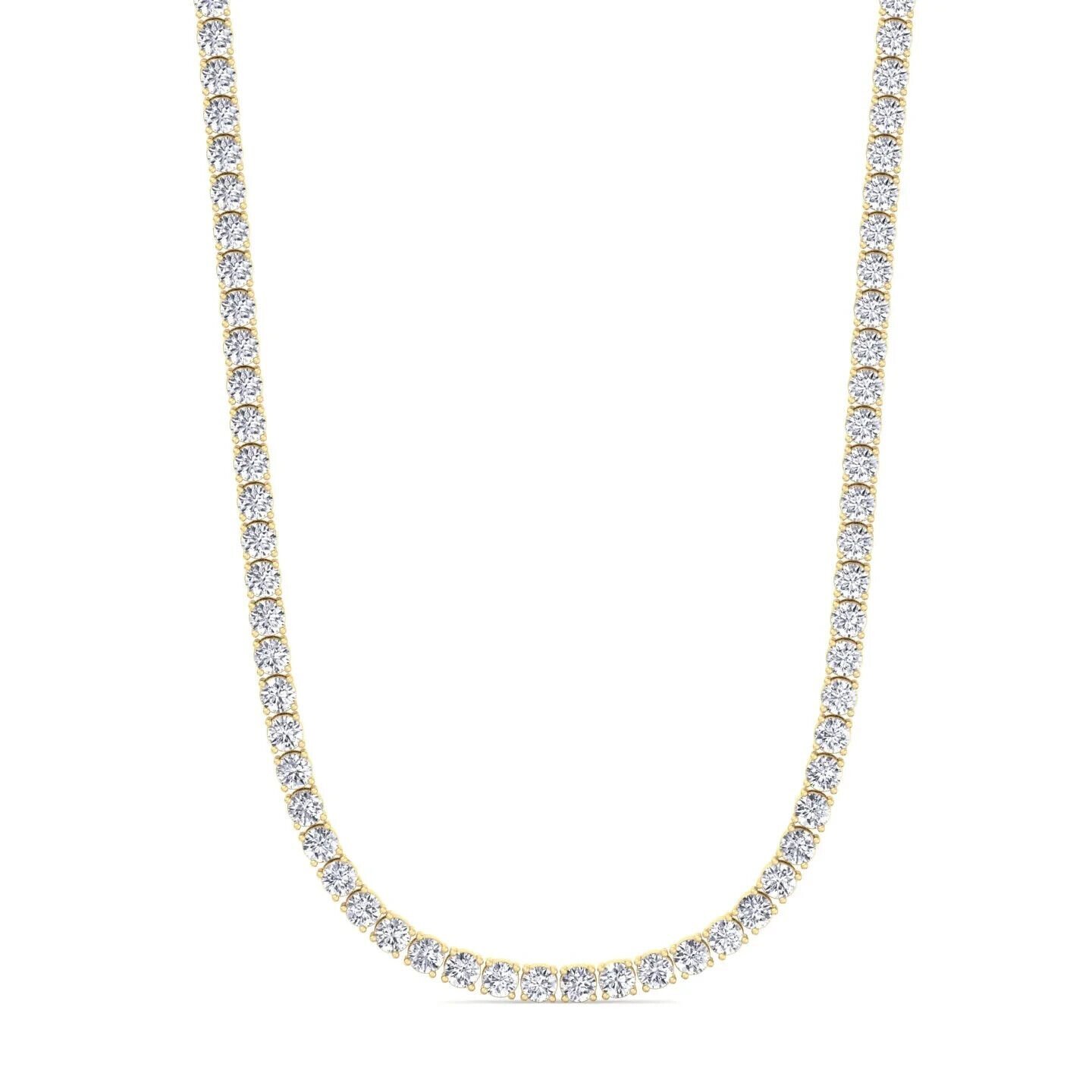 23.00 Ct Round Cut D-F/VS Lab Created Diamond Tennis Necklace Real 14k Gold 20”