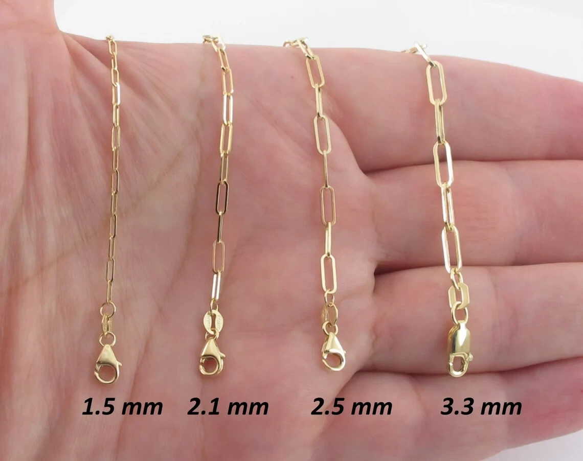 14k Yellow Gold Paperclip Chain Necklace 16″ 18″ 20″ 24″ – 1.5 mm – 6.1 mm