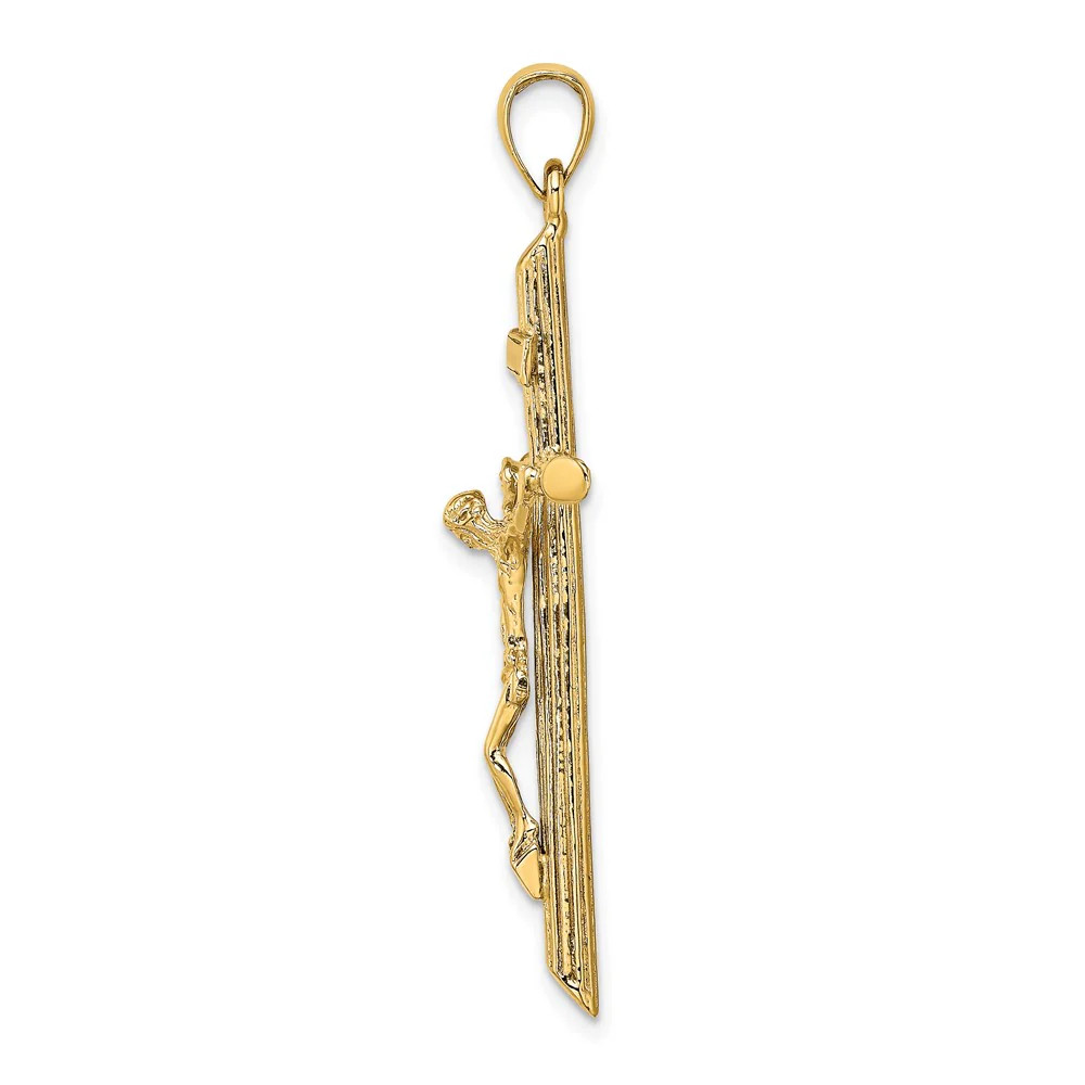 10K / 14K Yellow Gold Textured Crucifix Charm