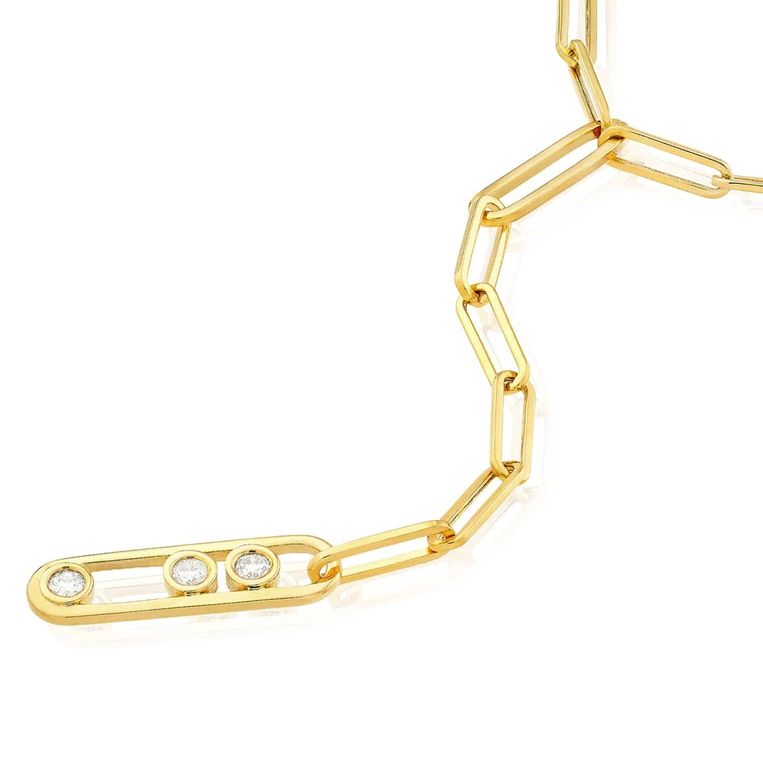 0.30CTW Real Diamond 4mm Solid 14K Real Gold Paperclip Pendant Necklace 20″