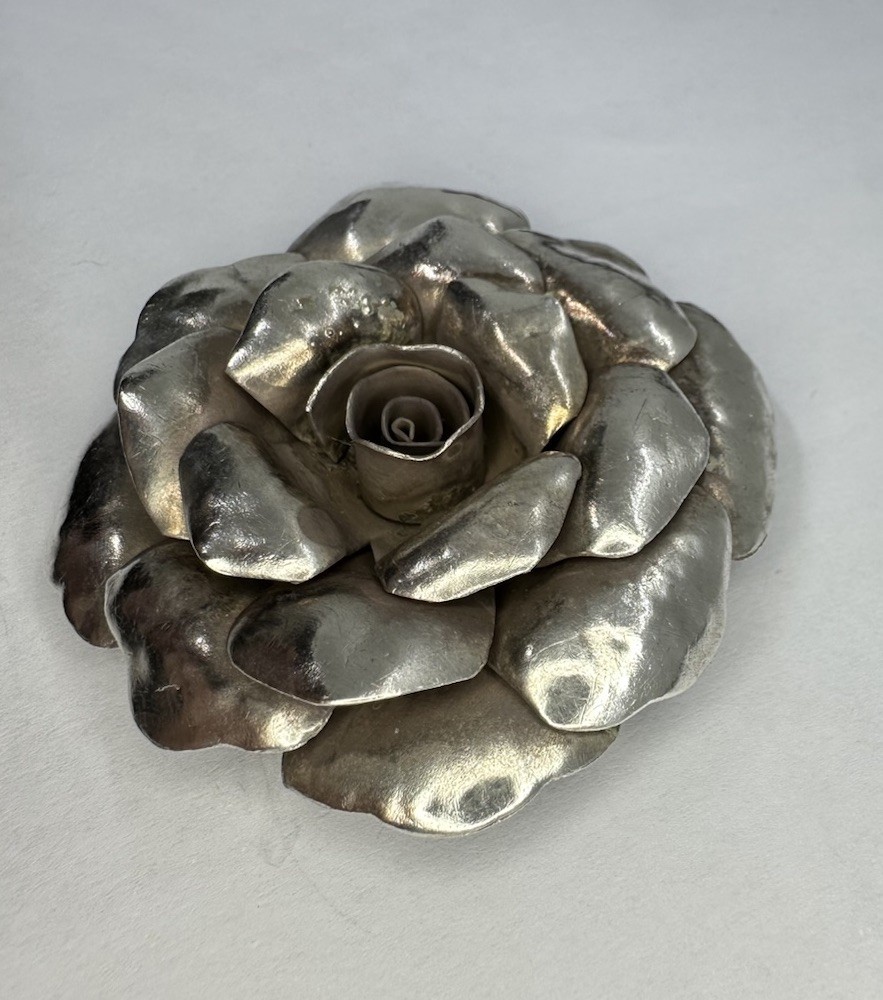 Unique VNT NOS Sterling Silver Handcrafted 3D Flower Pendant Heavy 21g 2”in!