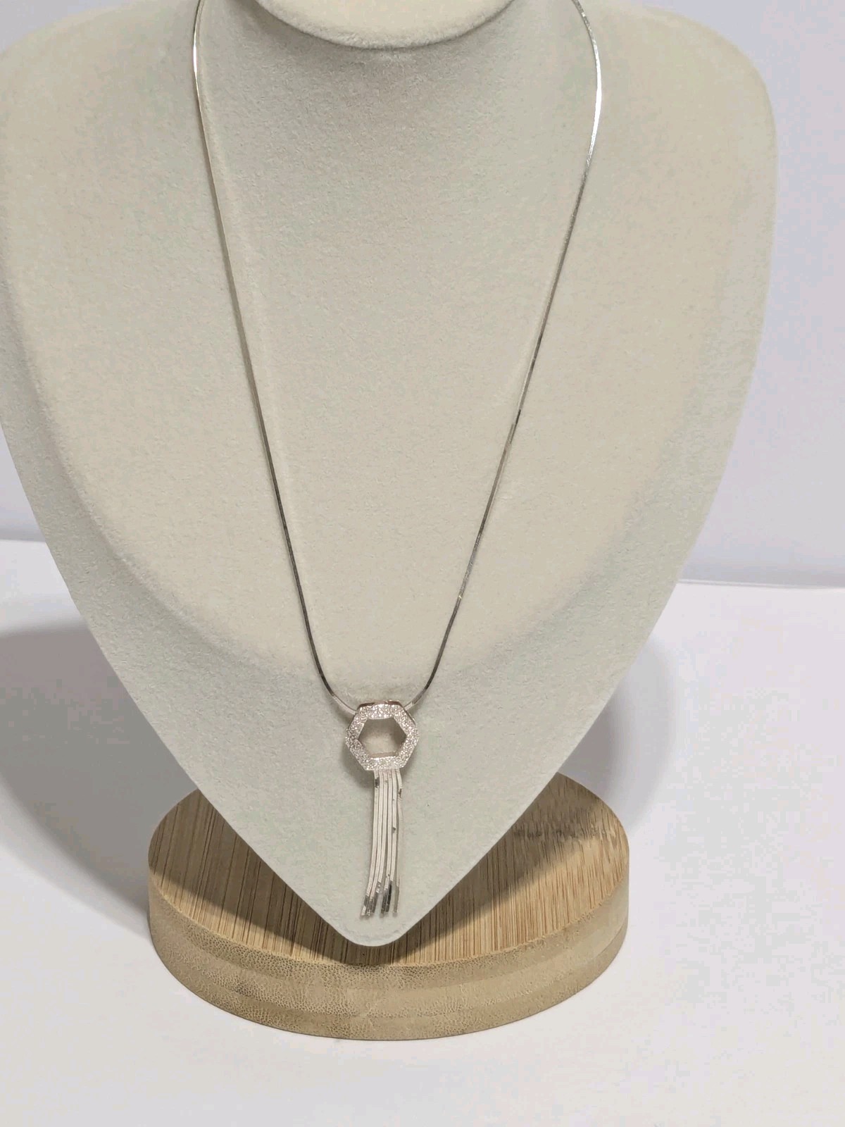 Milor Italy Sterling Silver 925 Hexagon Pendant Necklace With Chain Tassels 15″