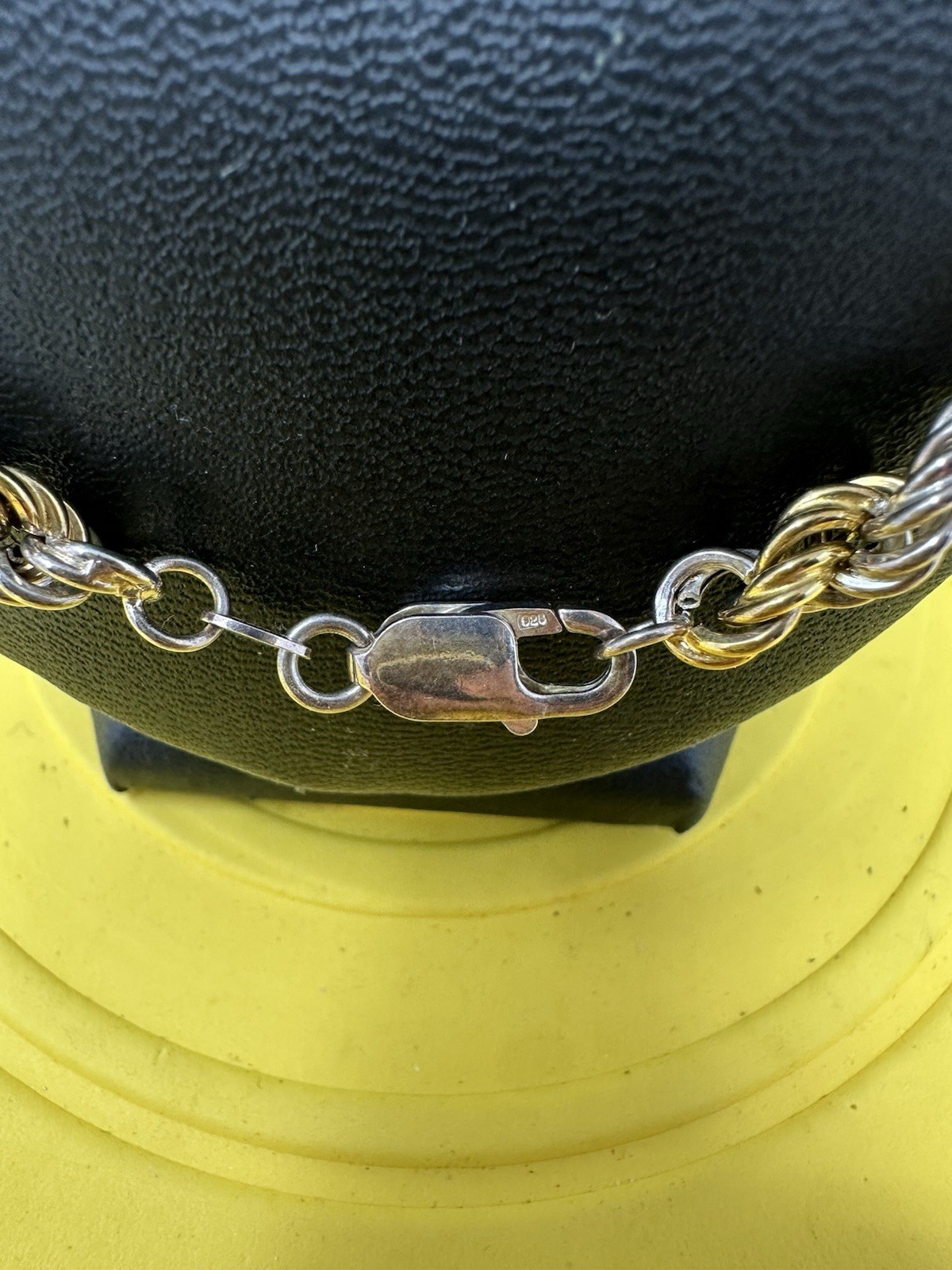 Sterling Silver Gold Plated & Silver Twisted Necklace Beautiful Modern 36g 22in