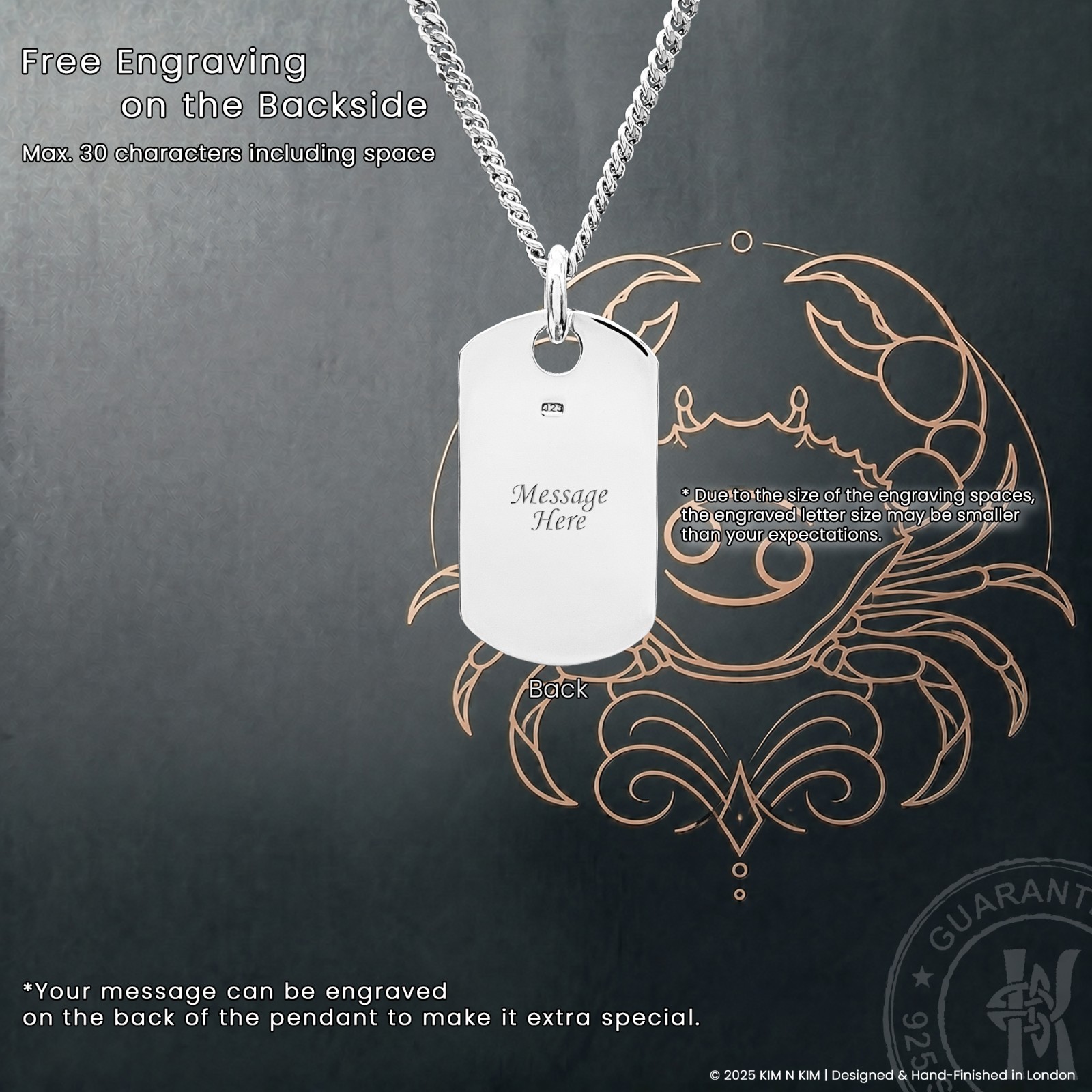 Cancer Necklace for Him – Personalised Sterling Silver Gift for June & July