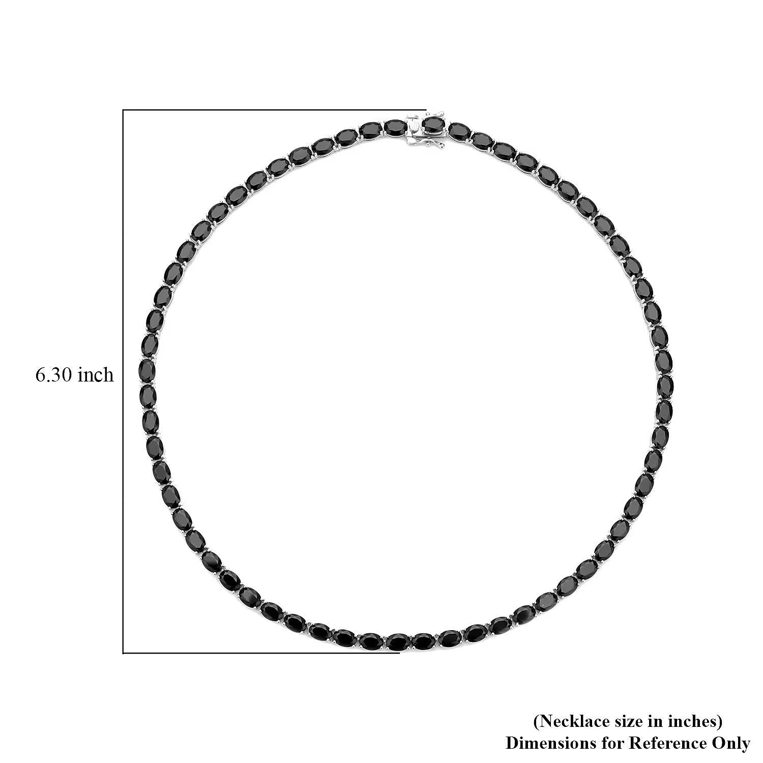 18K White Gold Finished Over AA+ Pure Black Onyx Tennis Necklace In 925 Silver A