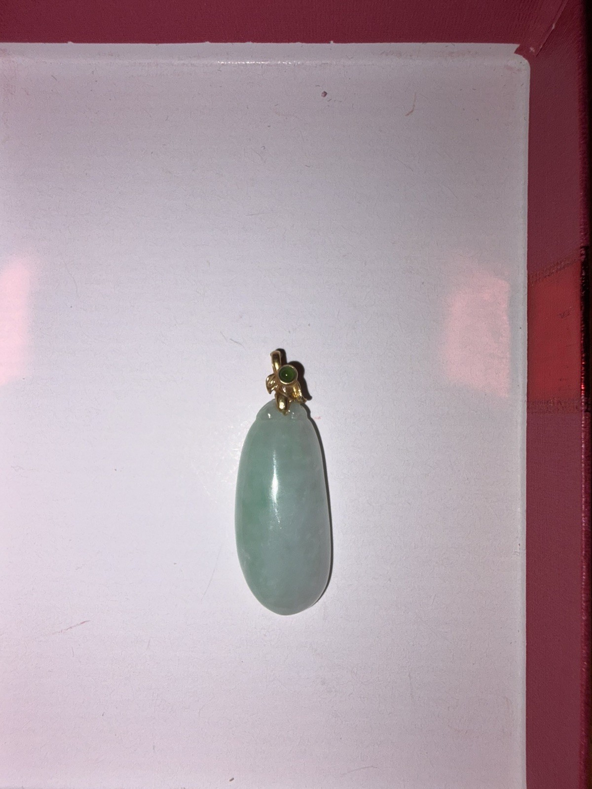 Grade A 100% Natural Untreated Myanmar Jadeite Light Green Pendant 18k Gold