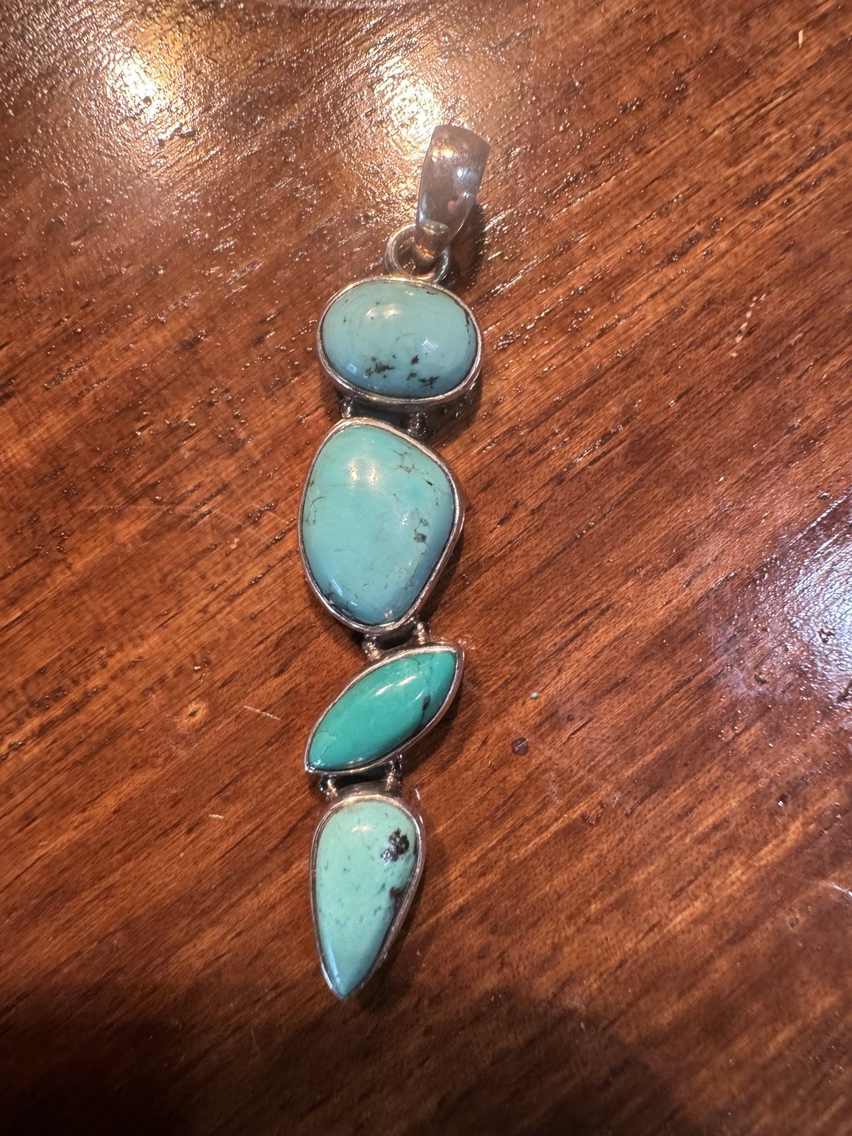 Turquois Sterling Silver Pendant Four Stones 5 1/2 Cm Age Unknown For Necklace