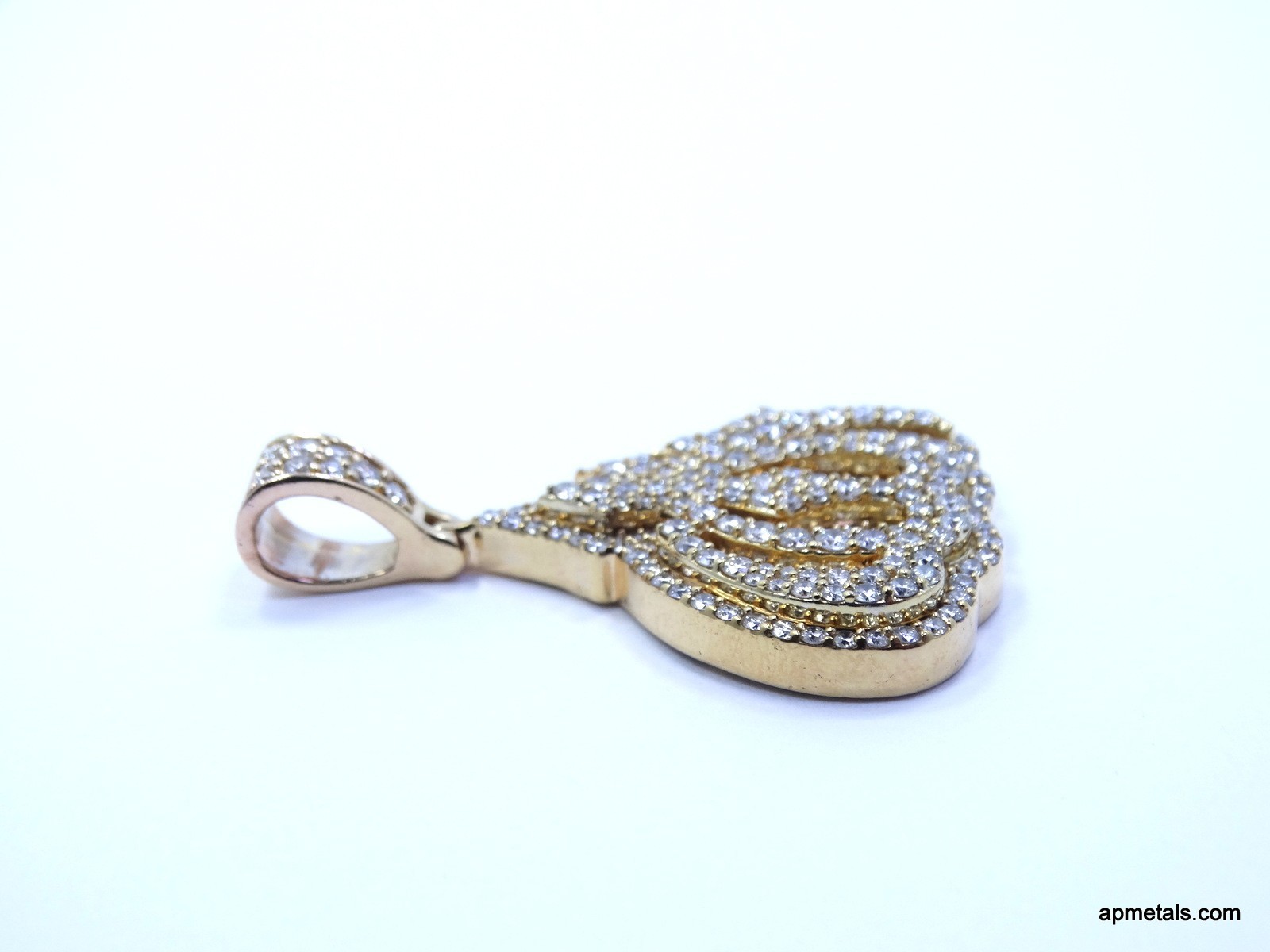 Iced ALLAH 2 Ct Natural VS/SI DIAMOND 14K Gold 25.5mm Arabic Symbol God Pendant