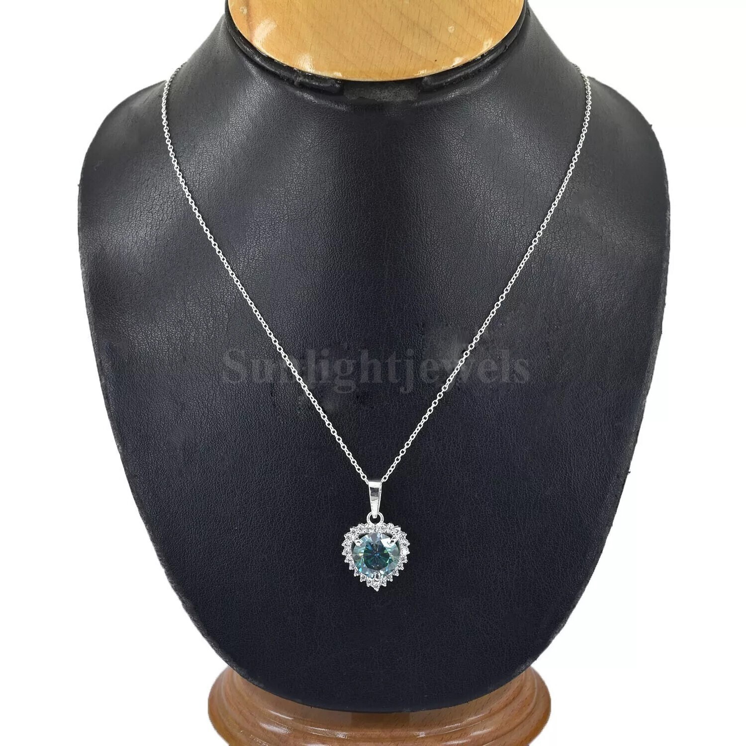 Romantic Blue Lab Grown Diamond Solitaire Drop Pendant 4.8 Ct 925 Silver