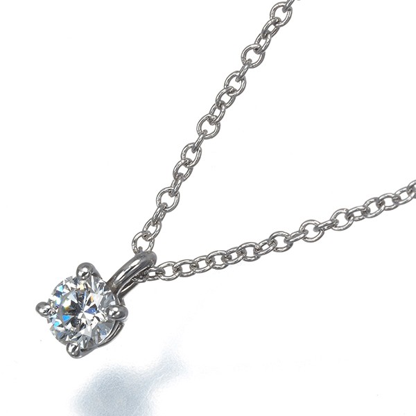 Auth Tiffany&Co. Necklace Diamond 0.17ct Solitaire 950 Platinum