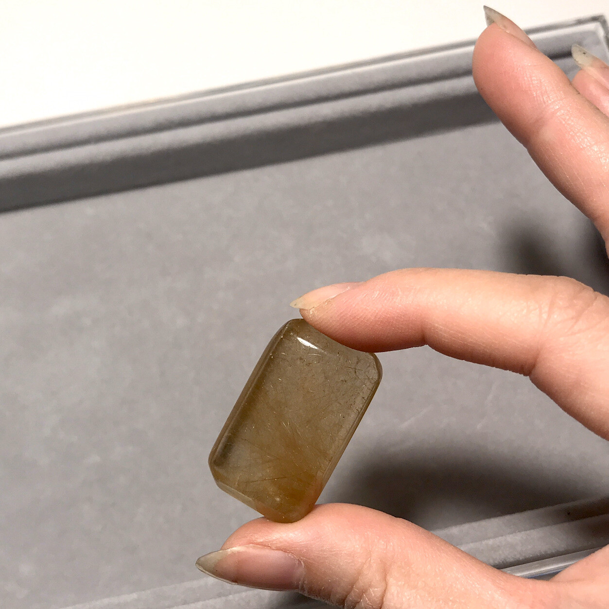 US SELLER Natural cushion Golden Rutilated Quartz Pendant Square Brazil Crystal