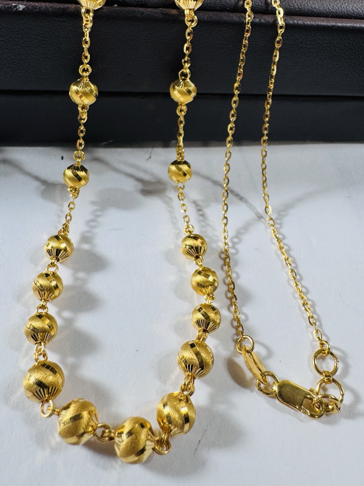 22K 916 22C Fine Real Dubai Gold 20 inches Balls Beads Necklace 11.93g